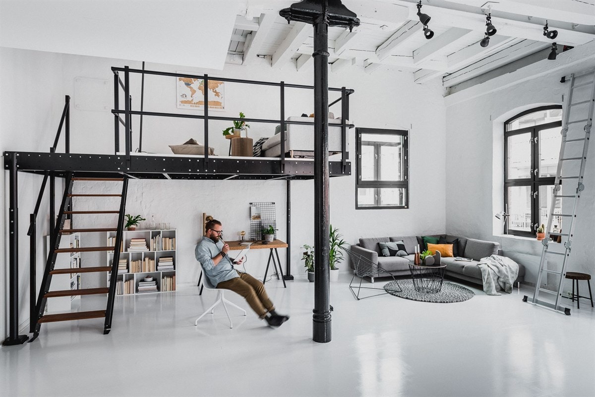 Mezzanin: Filmkrok eller ekstra sengeplass oppe, kontorløsning nede. Galleribilde