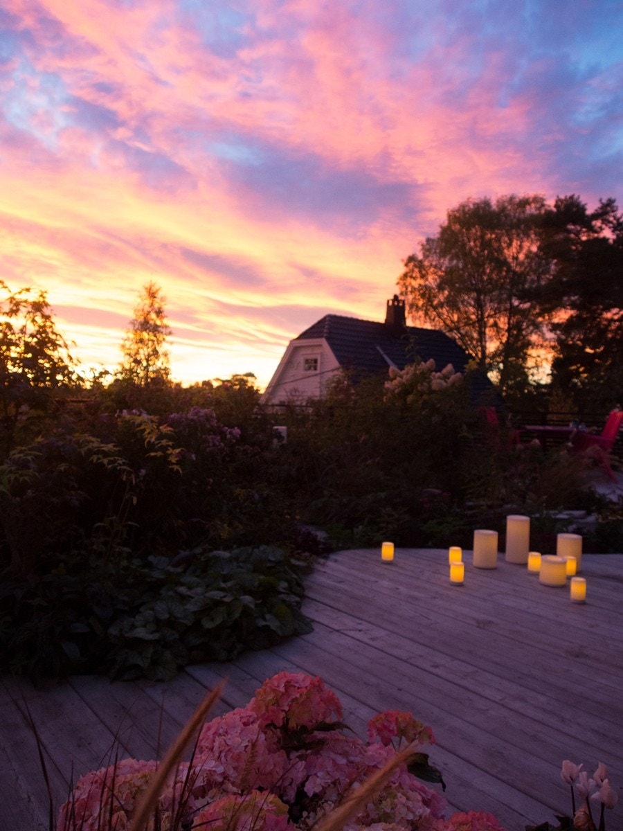 Solnedgangsbilde på terrassen Galleribilde