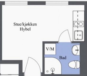 Tegning av hybel Galleribilde
