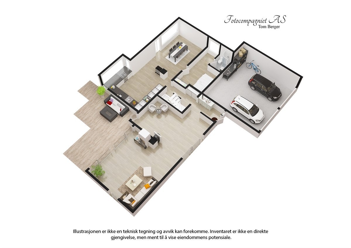 3D plantegning hovedetasje. Galleribilde