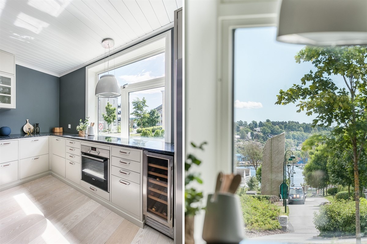 Siktlinjen gjennom Glassverket ned til Værlebukta minner om nærheten til sjøen. Galleribilde