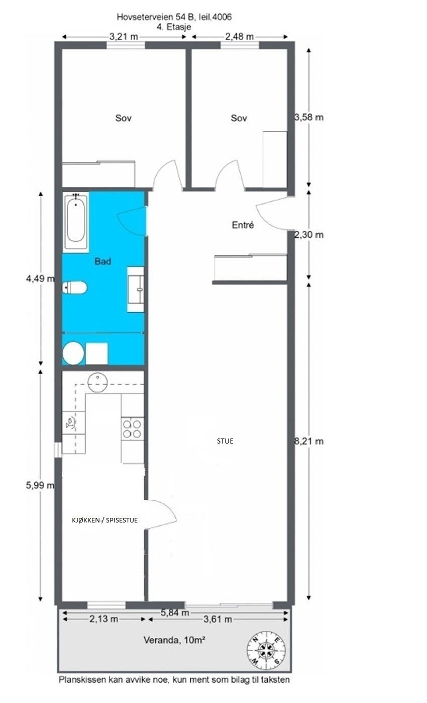 Alternativ plantegning adskilt kjøkken Galleribilde