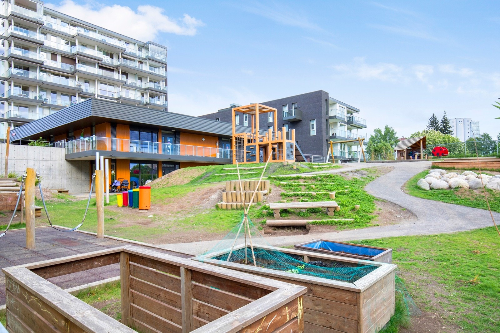 Espira Torshovdalen ligger rett ved leiligheten, hvor beboerne i sameiet har prioritet for barnehageplass. Galleribilde