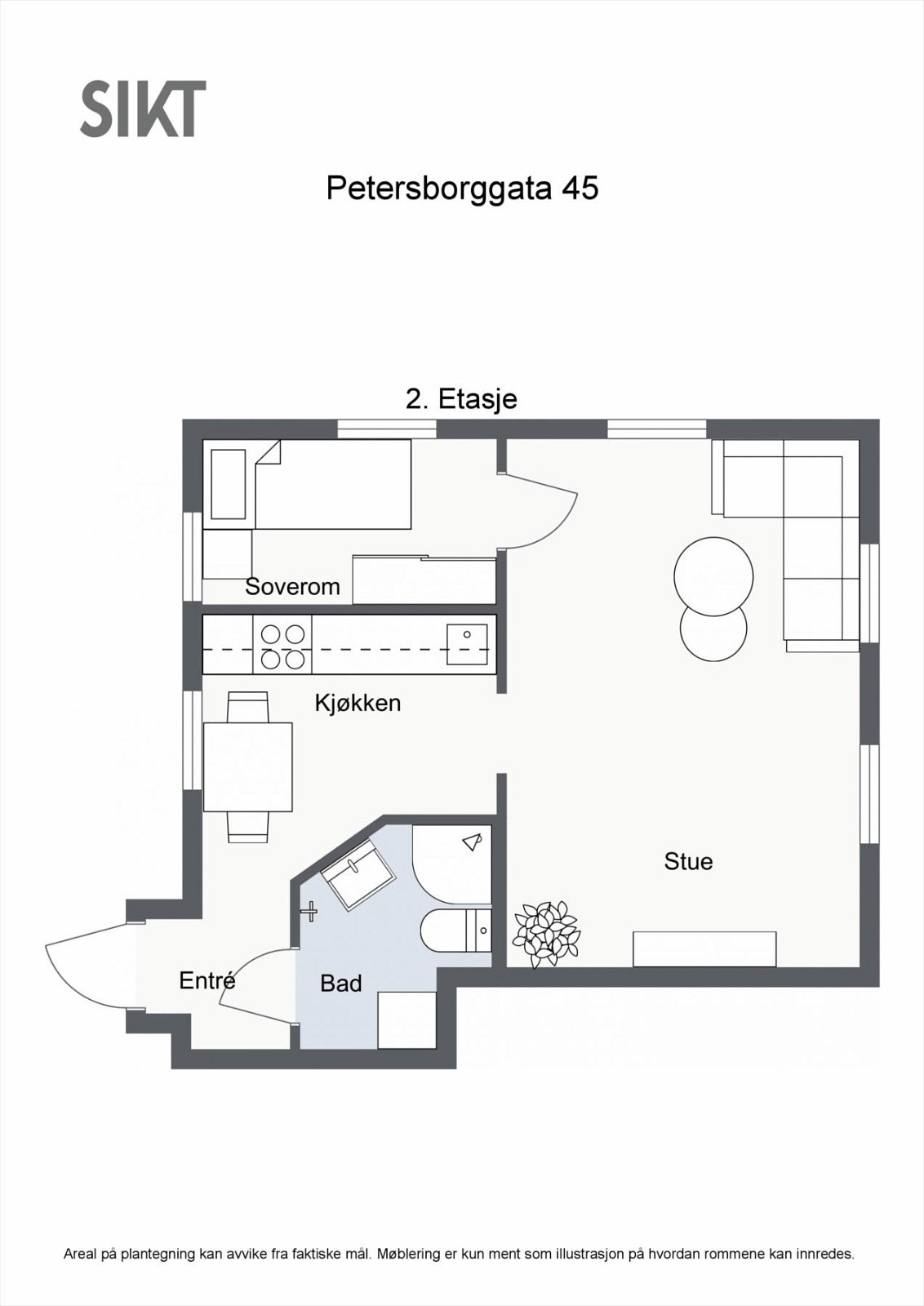 Plantegning 3D - 1.etg. Galleribilde