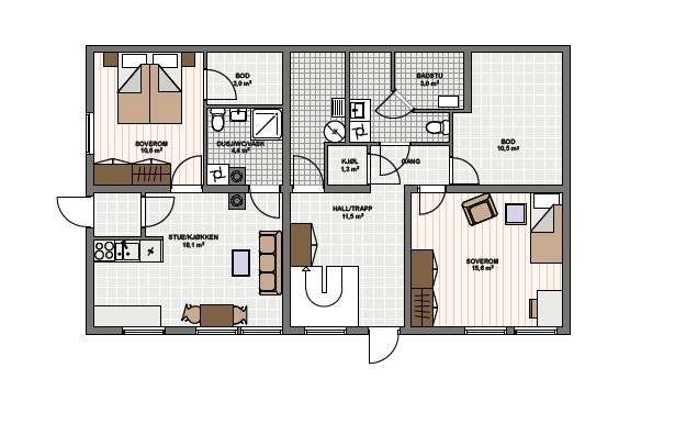 Plantegning u. etasje. Galleribilde