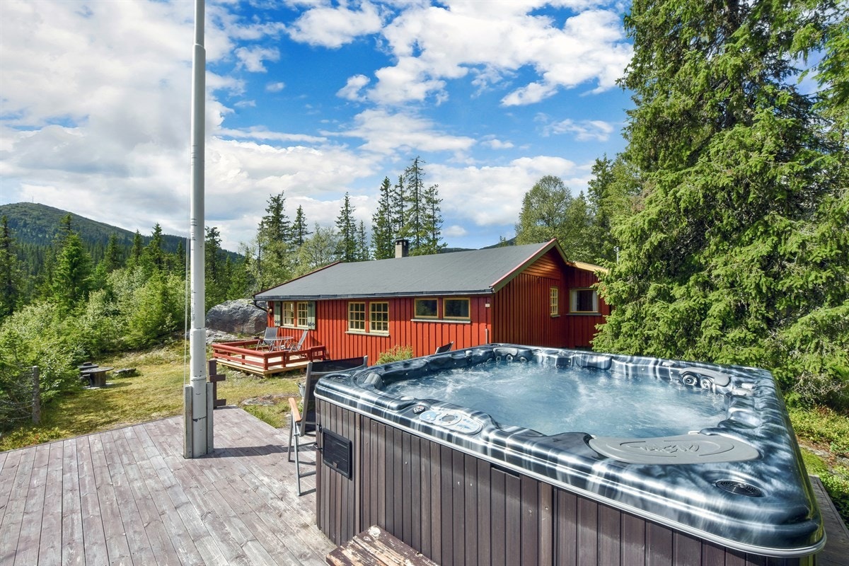 Terrassen har god plass til utemøblement og det er mulighet for et behagelig bad i jacuzzi etter skitur/tur gjerne sammen med familie og venner. Galleribilde