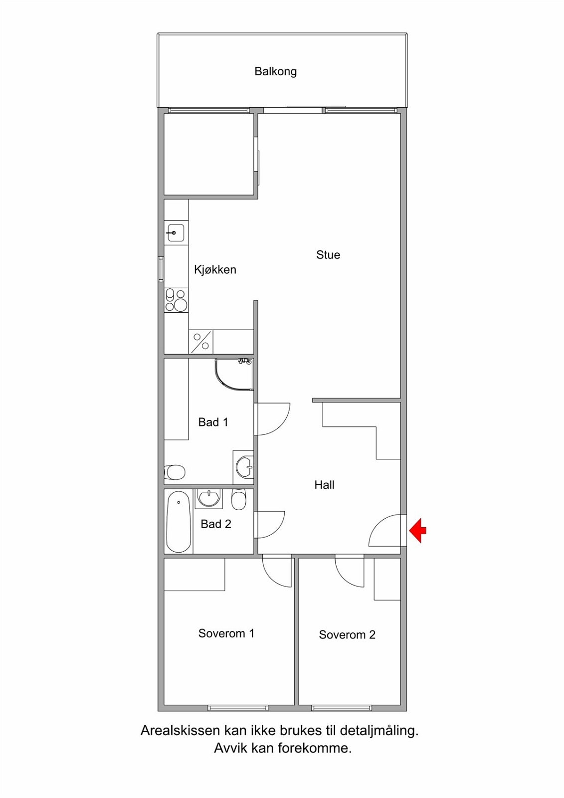 Mulig å opprette et tredje rom som kan fungere som kontor/soverom eller det man måtte ha behov for Galleribilde