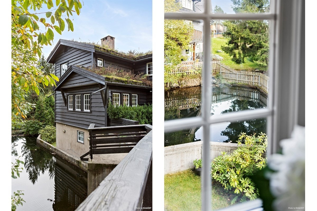 Det renner bekk langs eiendommene i veien som virkelig gir en idyllisk og landlig følelse over hele eiendommen Galleribilde