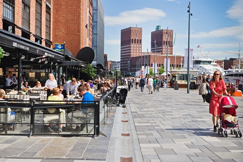 Det er også en liten gårtur til Aker Brygge og Tjuvholmen. Galleribilde