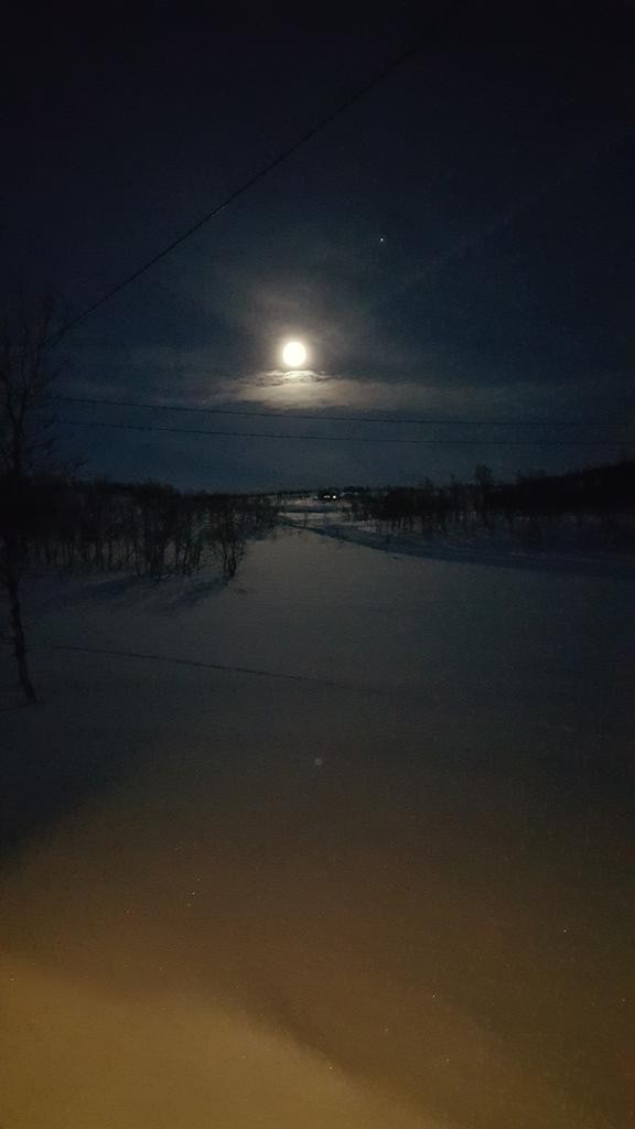 Herlig utsikt fra hytta med månen som lyser opp ! Galleribilde