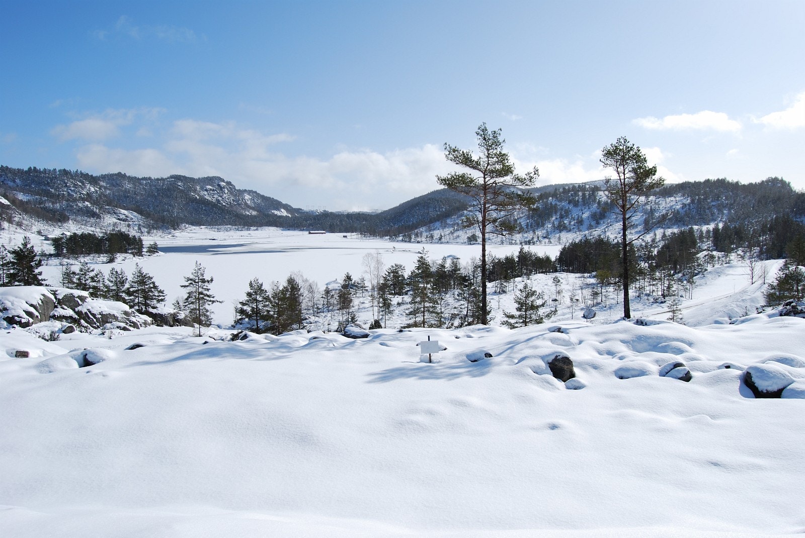 Vinter ved Sandvand sett fra hyttefeltet Galleribilde