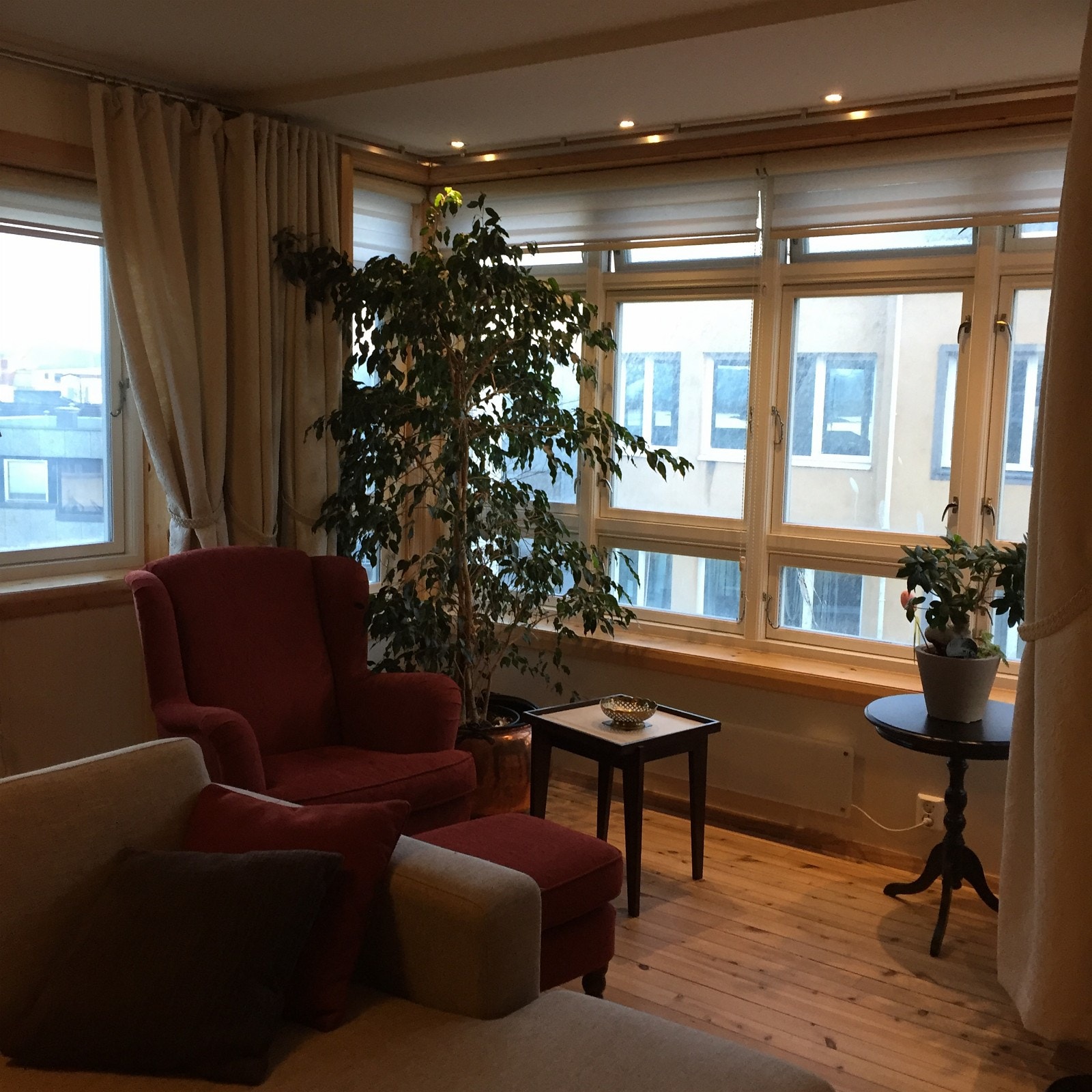 Stue med store vinduer Galleribilde