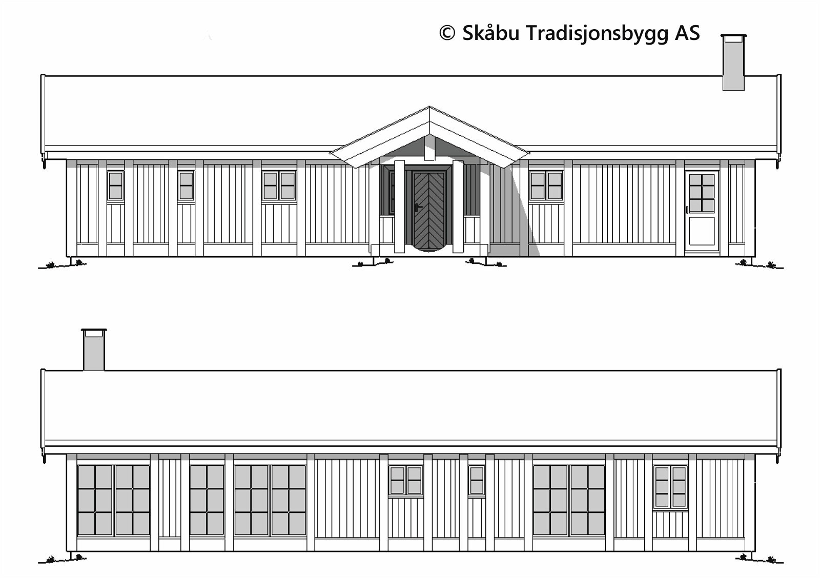 Hytta er speilvendt sett i forhold til modell Gråhø på websidene våre www.skabuhus.no Galleribilde