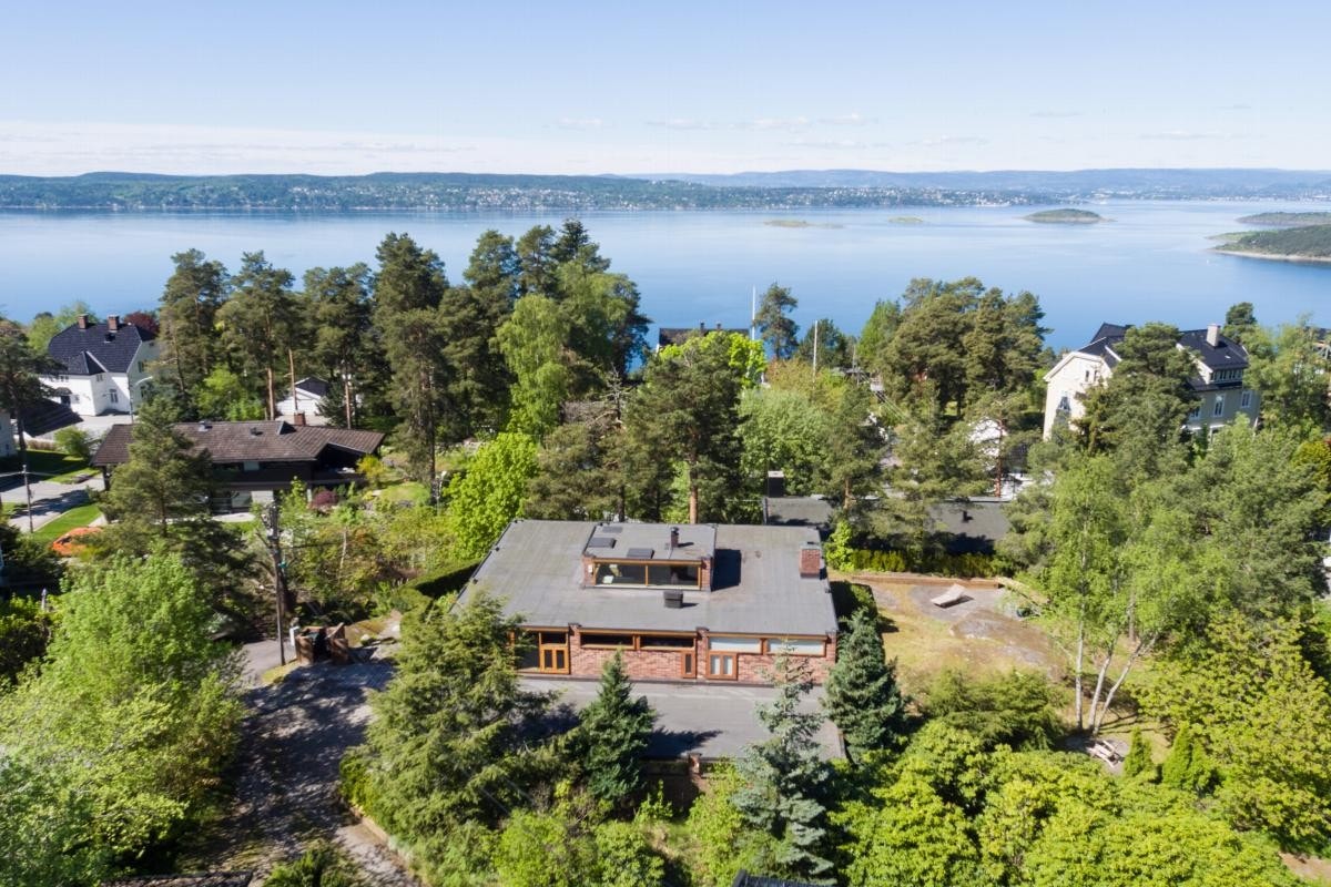 Boligen sett fra luften mot Oslofjorden Galleribilde