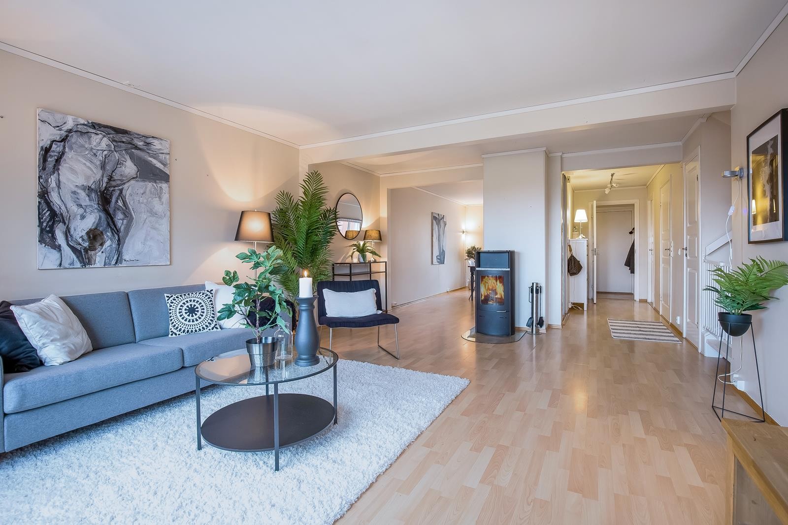 Stue med peisovn Galleribilde