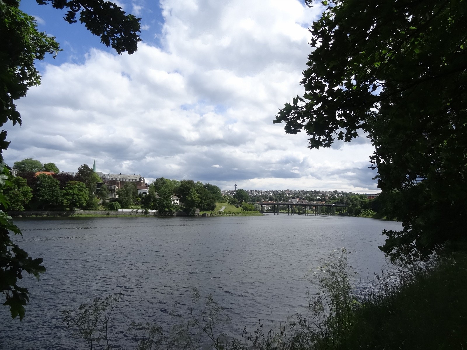 Øya-omgivelse Nidelva mot Nidarosdomen og Studentersamfunnet Galleribilde