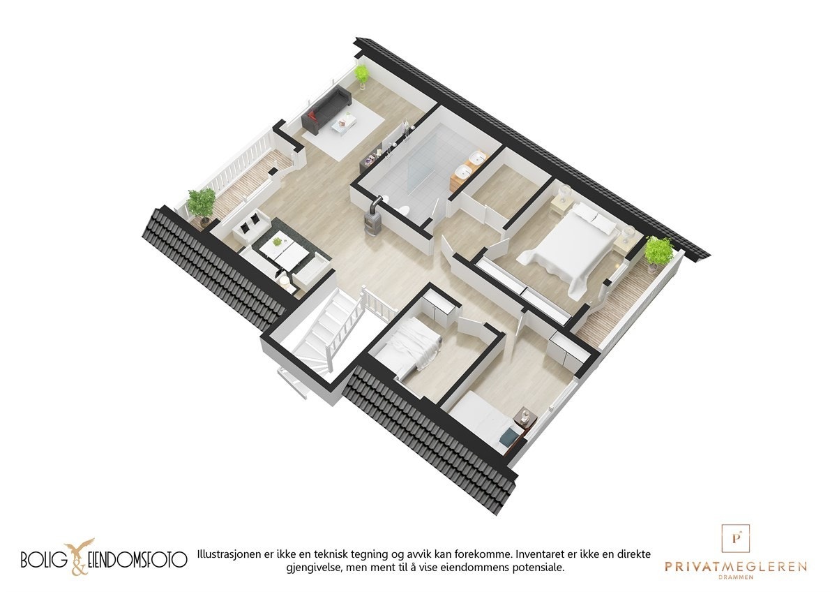 Plantegning tredje etasje. Galleribilde