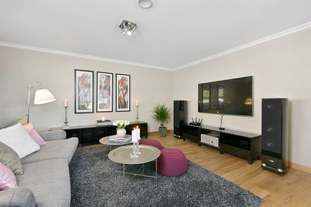 God sofa -og tv løsning i stue. Galleribilde