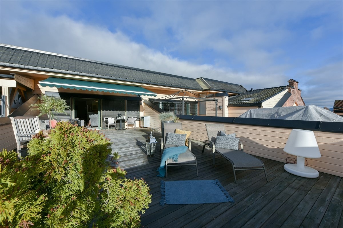 Fantastisk plass på terrasse til planter, utemøbler med mer. Galleribilde