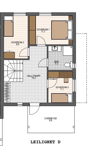Planskise - 1. etasje. Hus D Galleribilde