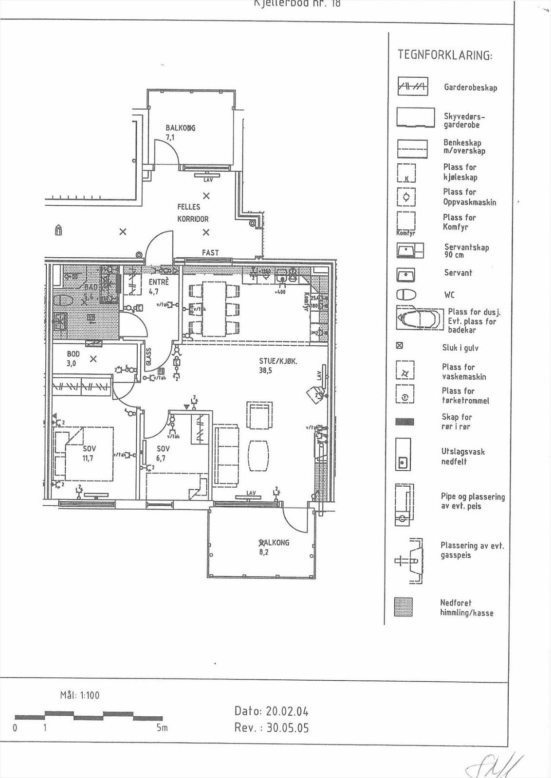 Plantegning fra da boligen var ny. Bod og soverom ble slått sammen. Noe avvik kan forekomme. Galleribilde