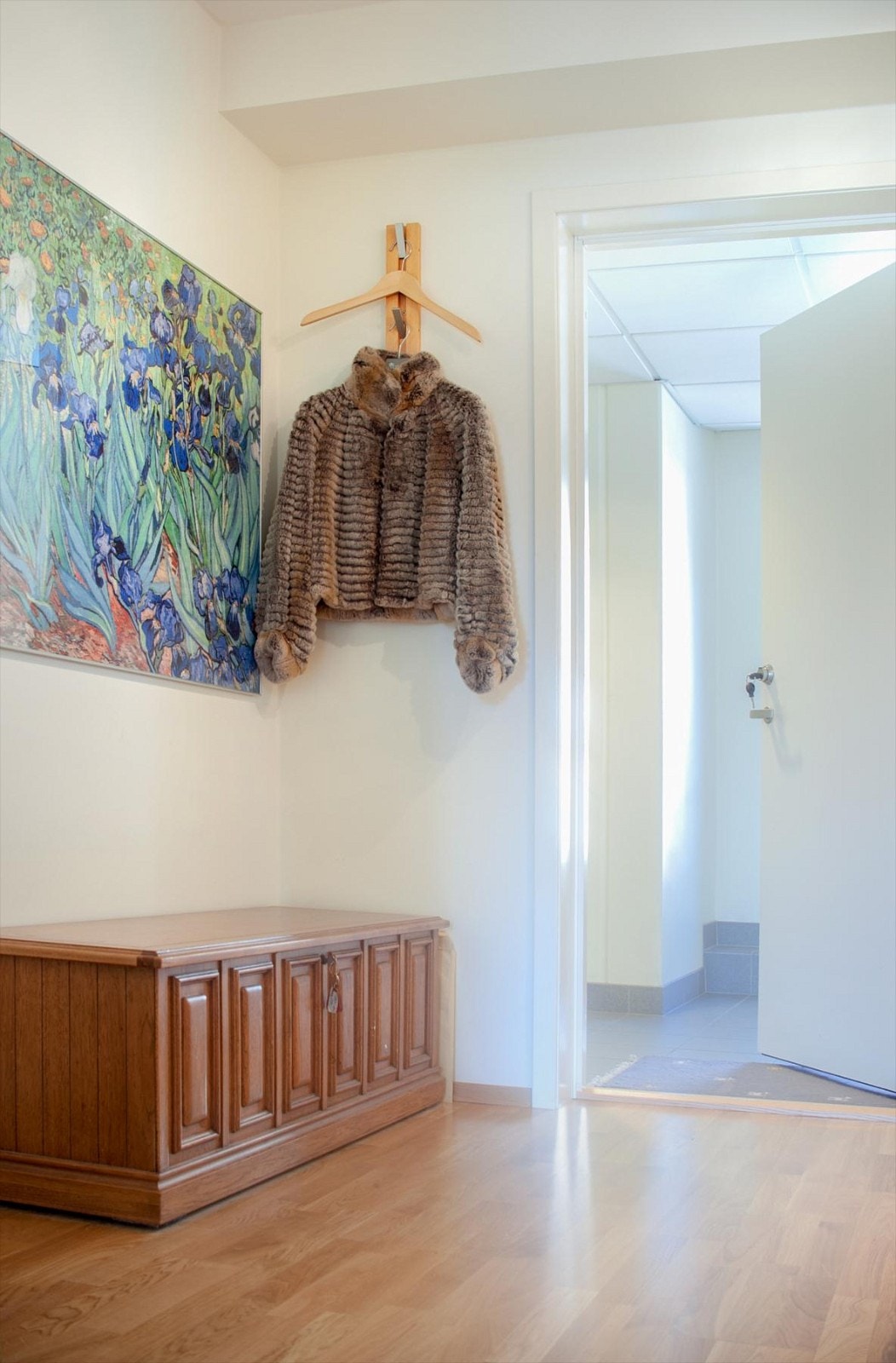 Innbydende entre som gir et godt førsteinntrykk av boligen. Plass til sko -og klesoppbevaring. Galleribilde