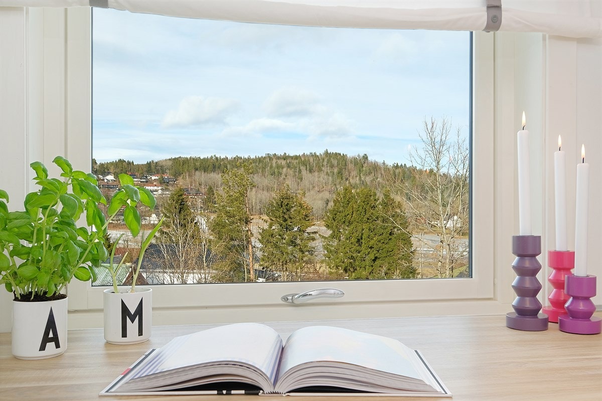 Fra kjøkkenvindu er det litt utsikt over området. Galleribilde