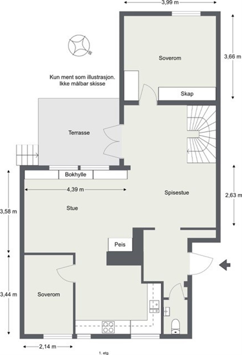 Plantegning 1. etasje Galleribilde