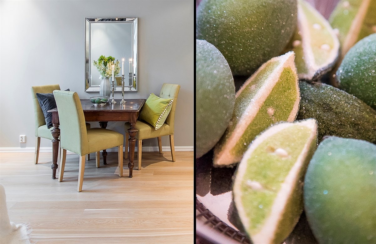 Meget godt utnyttet stue med plass til spisebord Galleribilde