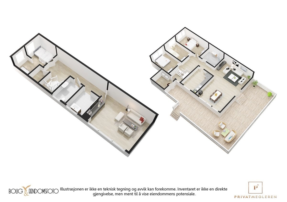 Plantegning begge etasjer. Galleribilde