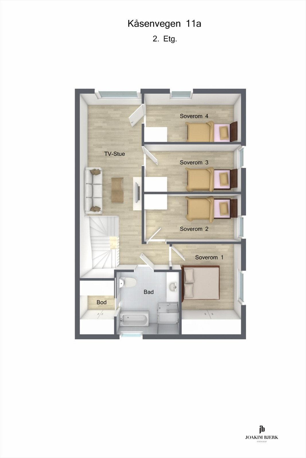 Floorplan 3D Kåsenvegen 11B 2 3D Galleribilde