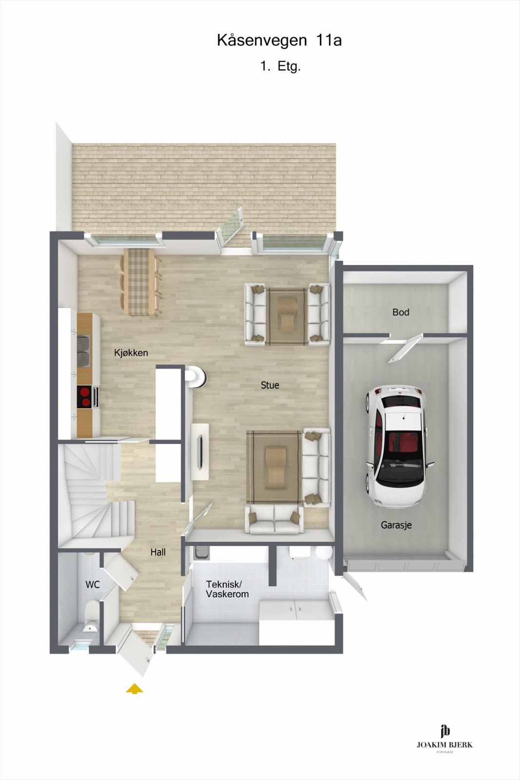 Floorplan 3D Kåsenvegen 11B 1 3D Galleribilde