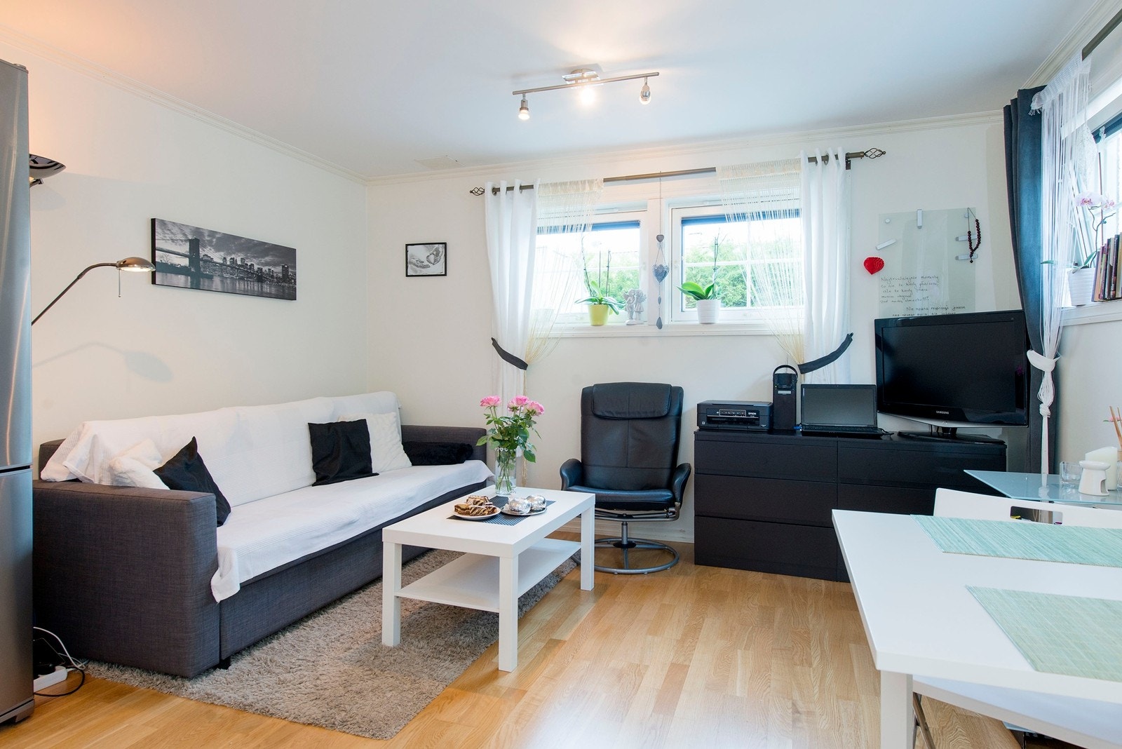 Stue i kjelleretasjen med kjøkken Galleribilde