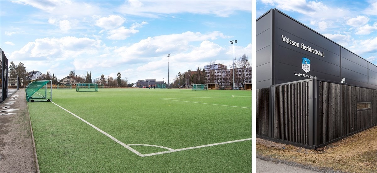 Det er kort vei til Voksen Fleridrettshall hvor både store, små og de minste kan leke seg. Galleribilde