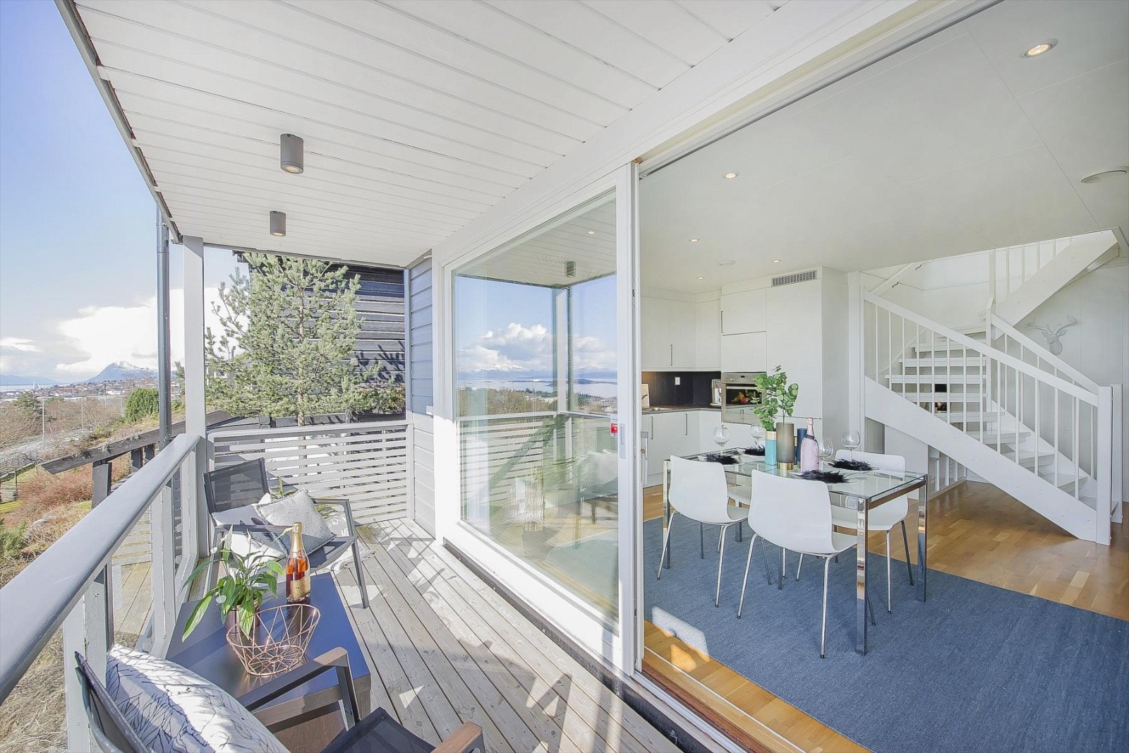 Dobbel skyvedør fra kjøkken/allrom til veranda Galleribilde