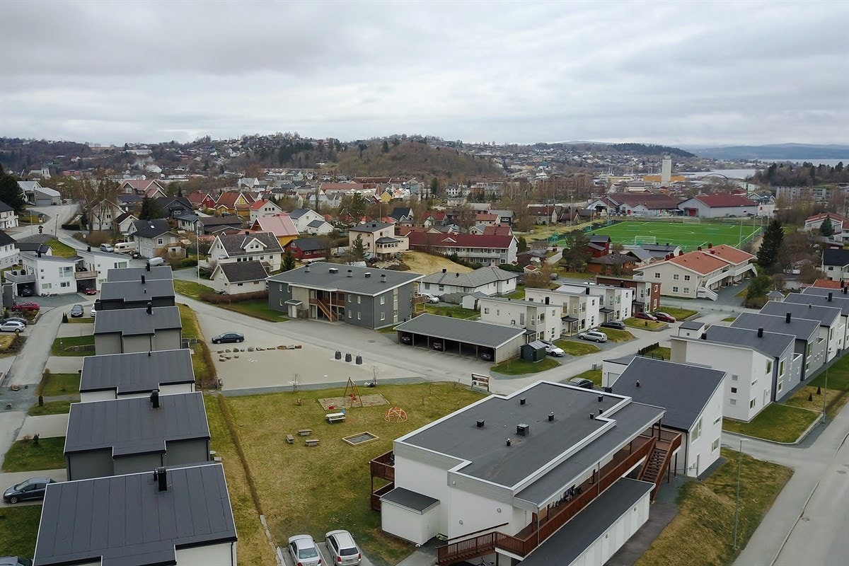 Dronebilde av fellesområdet. Galleribilde
