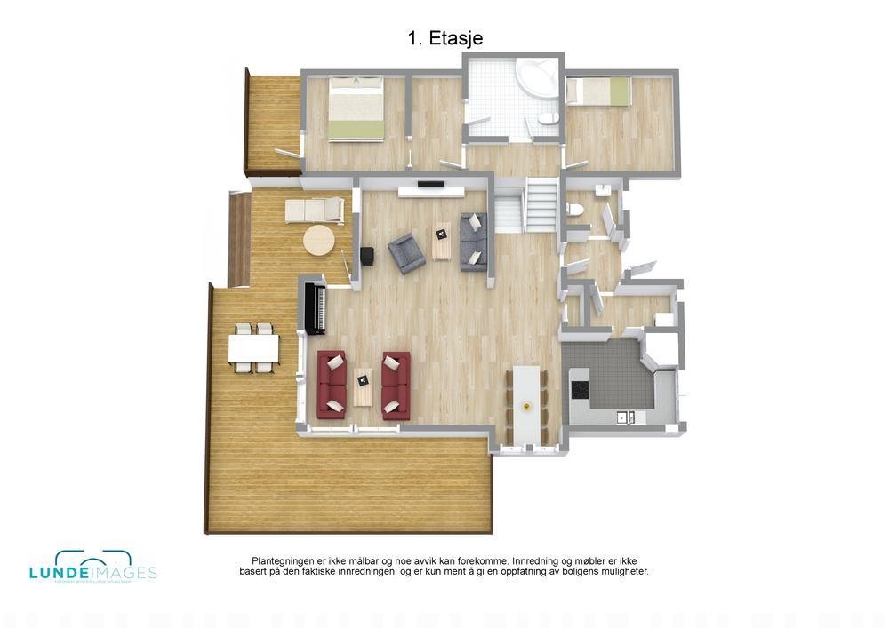 Plantegning 1. etg 3D Galleribilde