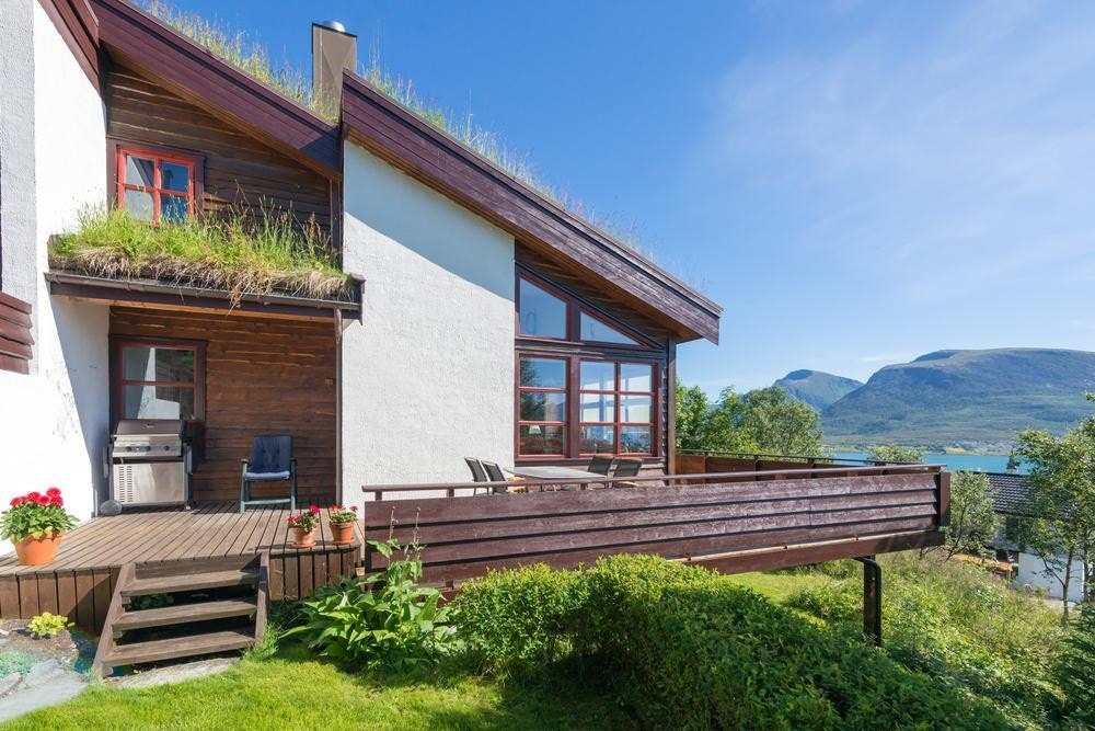 Sørvendt terrasse med utgang fra stue Galleribilde