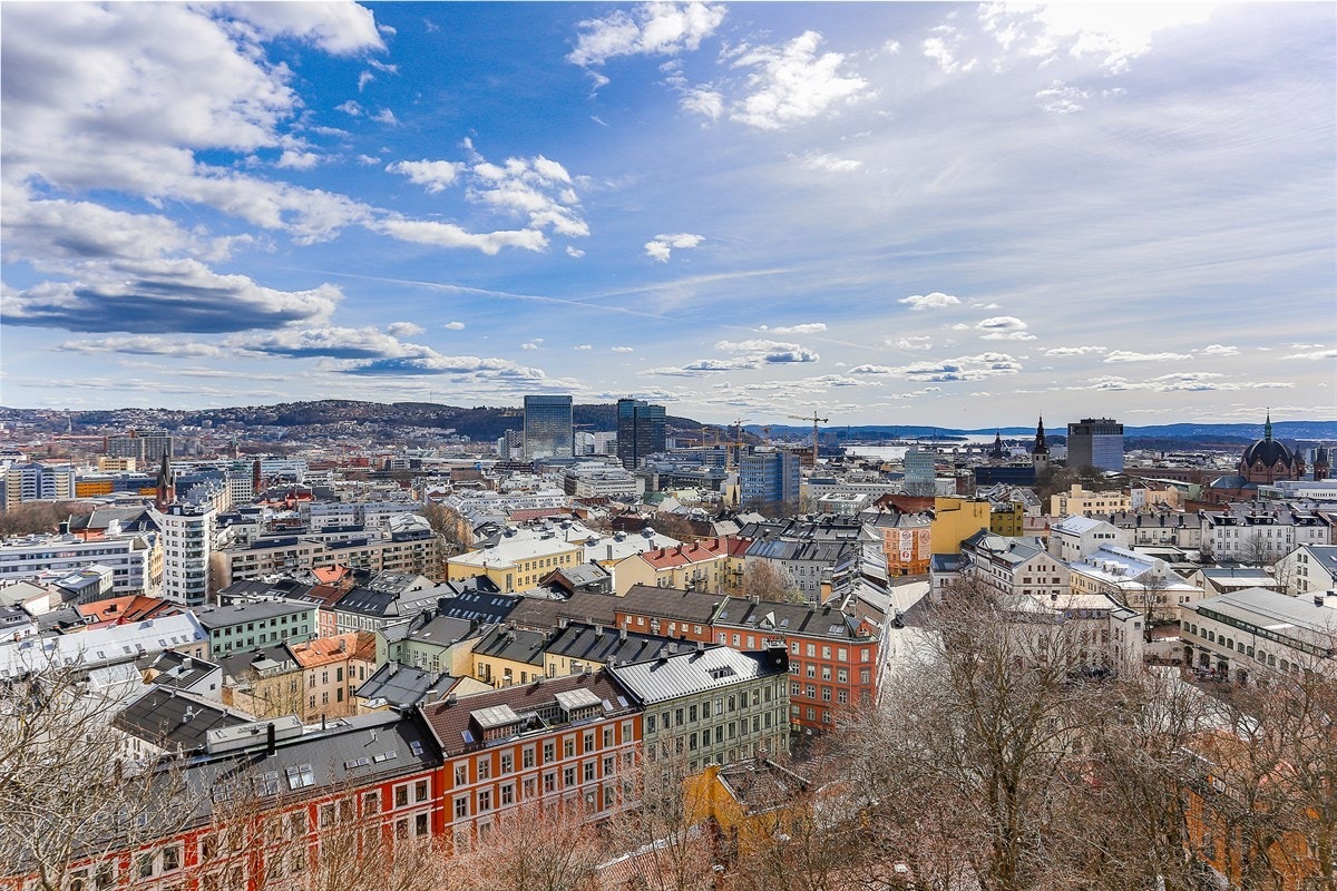 Utsikt utover byen Galleribilde