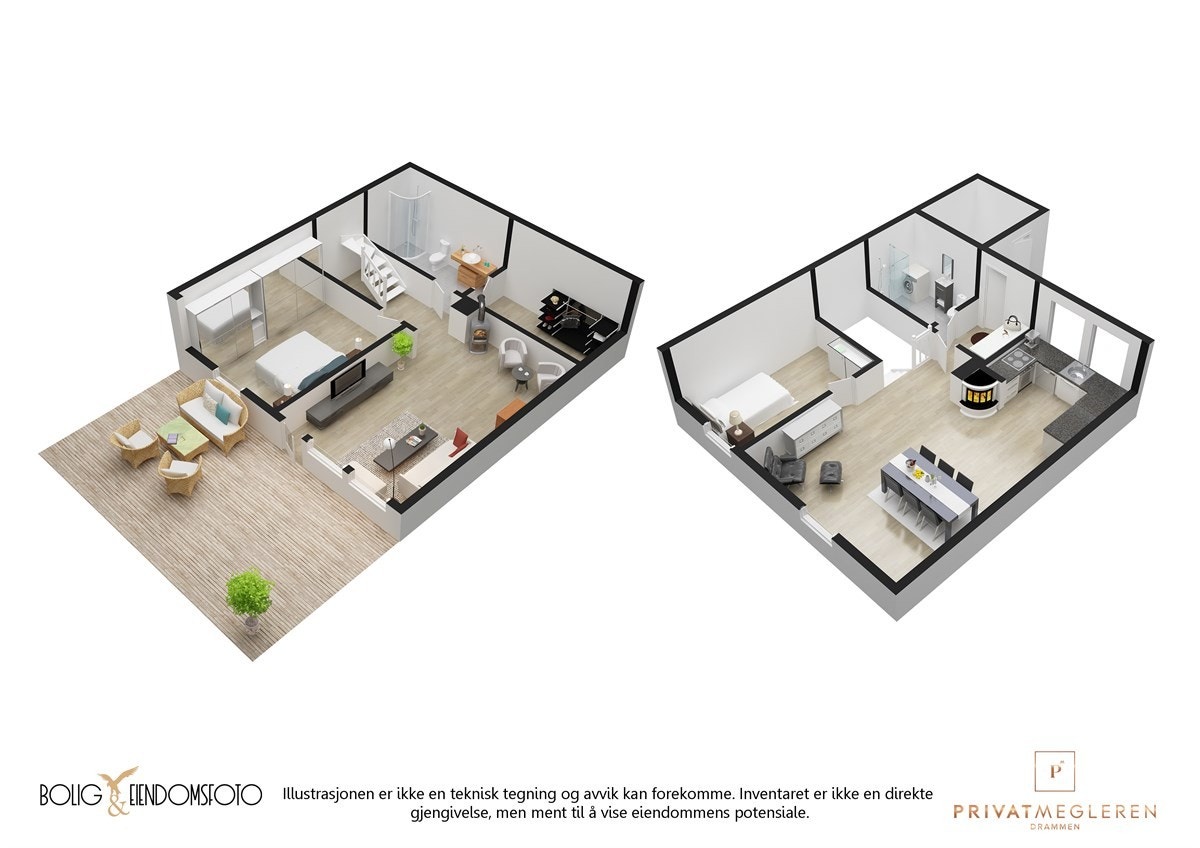 Plantegning begge etasjer. Galleribilde