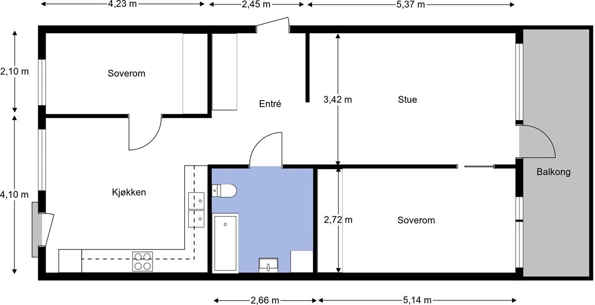 Planskisse fra takstmann. Legg merke til at det er satt opp mål på tegningen. Galleribilde