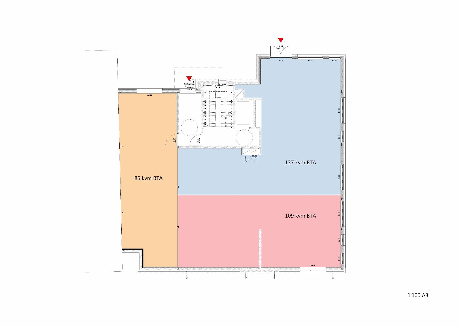 Plantegning med inndeling av lokalet Galleribilde