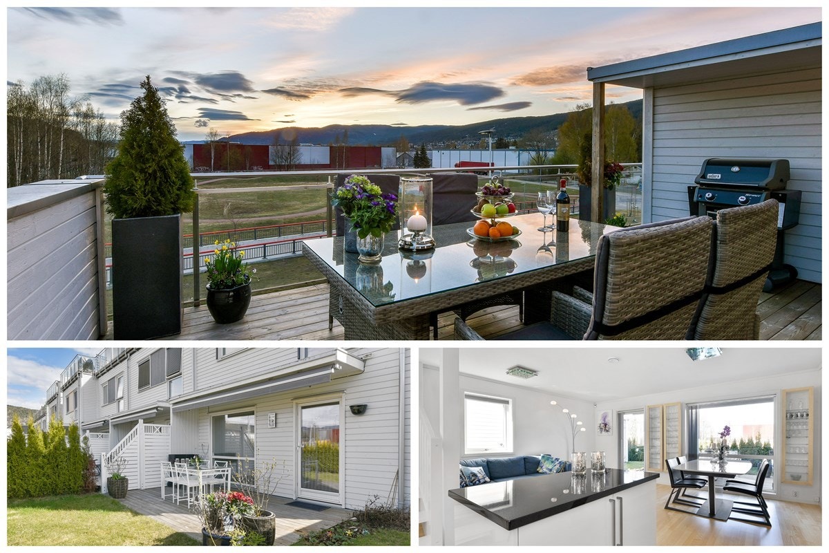 Privatmegleren ved John Granly Steen og Katrine Sunde har gleden av å presentere denne nyere og påkostet townhouseinspirert enderekkehus med carport beliggende på Strømsgodset Hageby/Gulskogen i Drammen kommune. Galleribilde