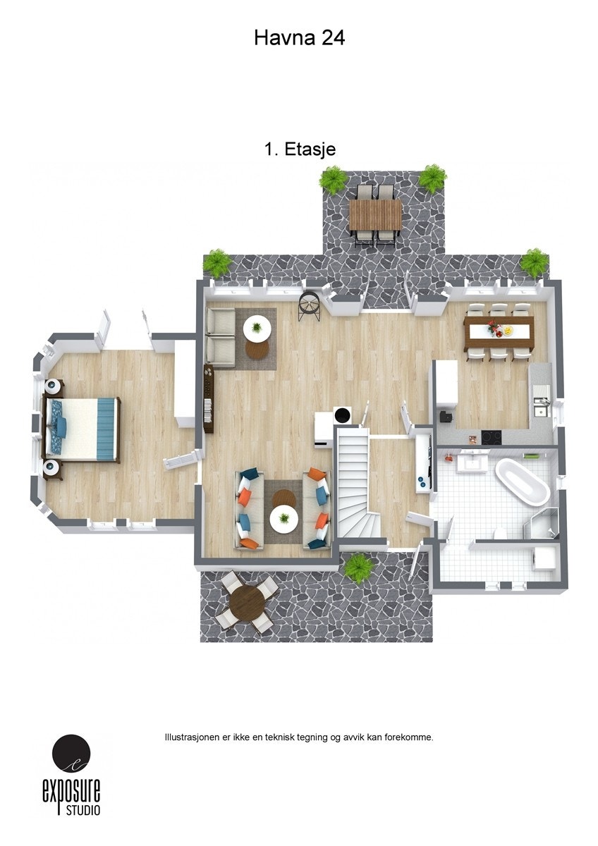 1. Etasje - 3D Floor Plan Galleribilde