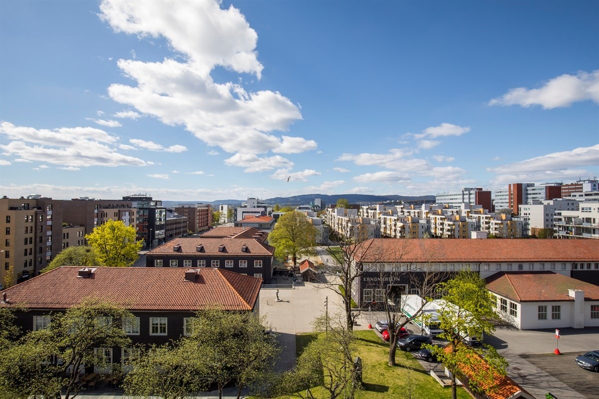Utsikt fra takterrassen retning vest. Galleribilde