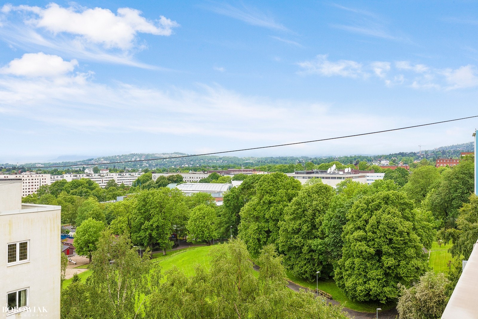 Utsyn fra takterrassen over Marienlystparken Galleribilde