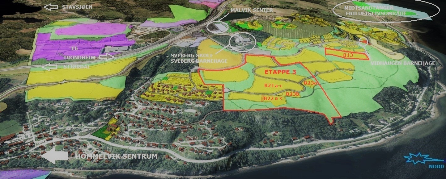 Lokasjonsbilde og oversikt over skole, barnehage og nærområdet. Galleribilde