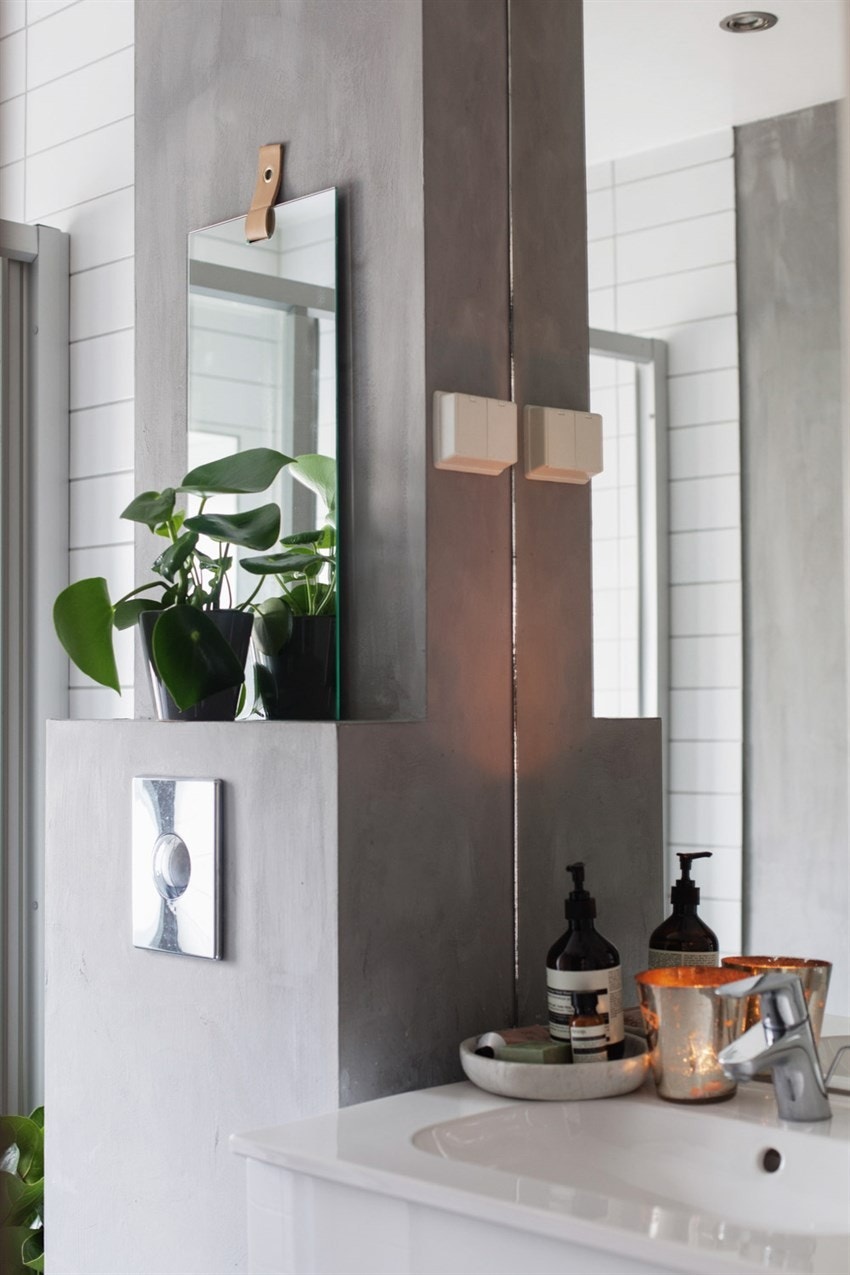 Betong-malingen på overflatene gir en røff og moderne finish Galleribilde