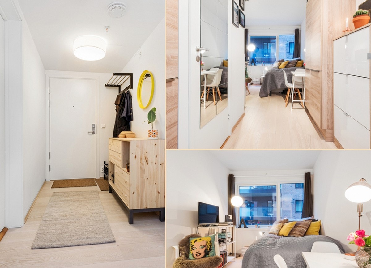 Entre og bilder av selve hybelen Galleribilde