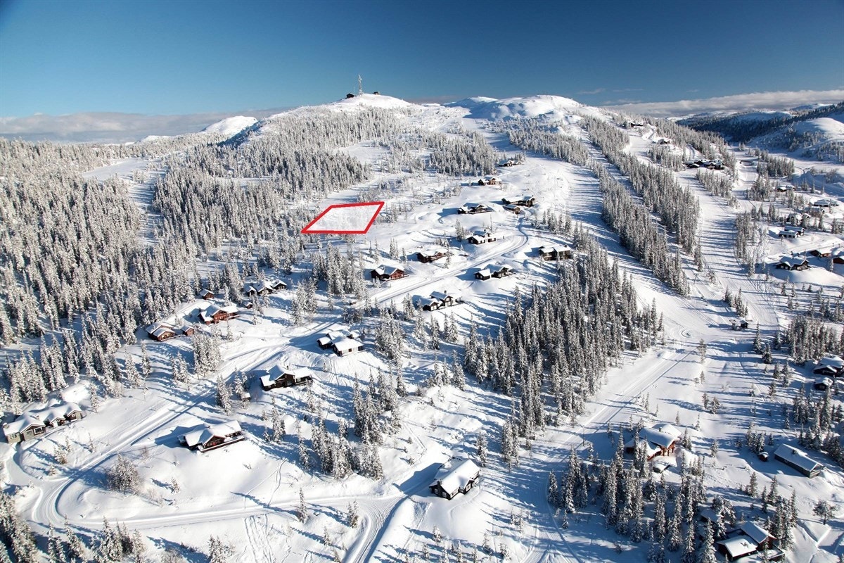 Flyfoto med eiendommen inntegnet Galleribilde